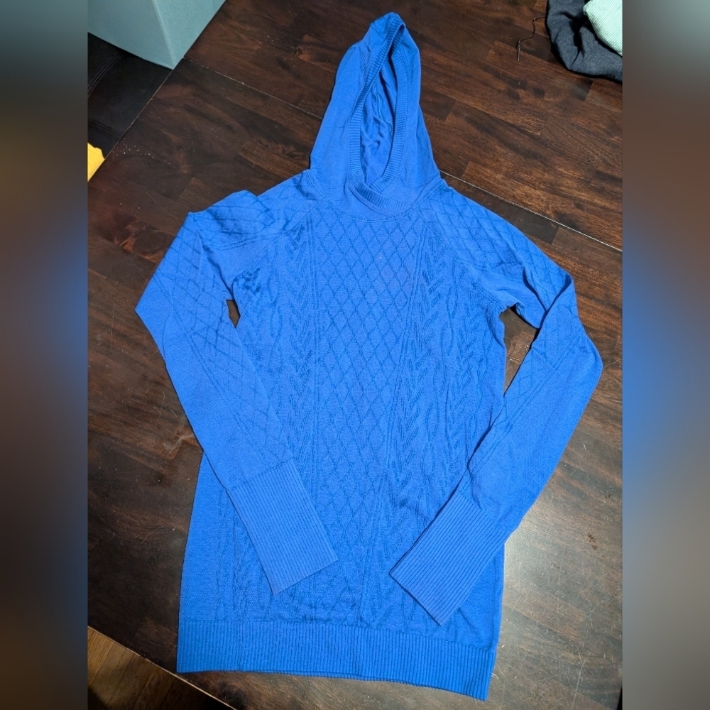 lululemon athletica Blue Cable-Knit Hooded Sweatshirt